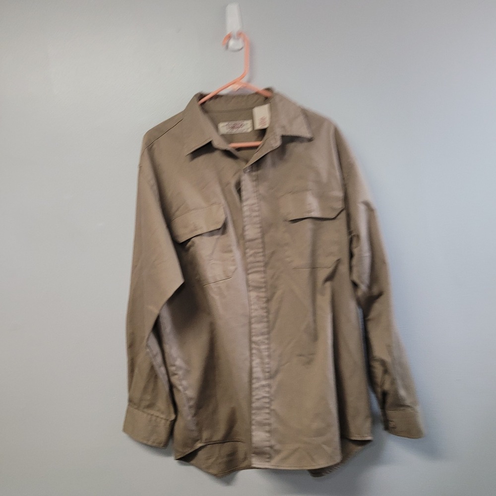 Big Mac Workwear Mens Khaki Tan Long Sleeve Button‎ Up Work Shirt Large